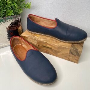 CHARIX Navy Blue Leather Slip On Loafers Flats Women Size 41 EU/9.5-10 US